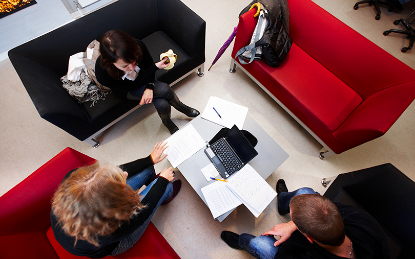 Group of students working on the project 