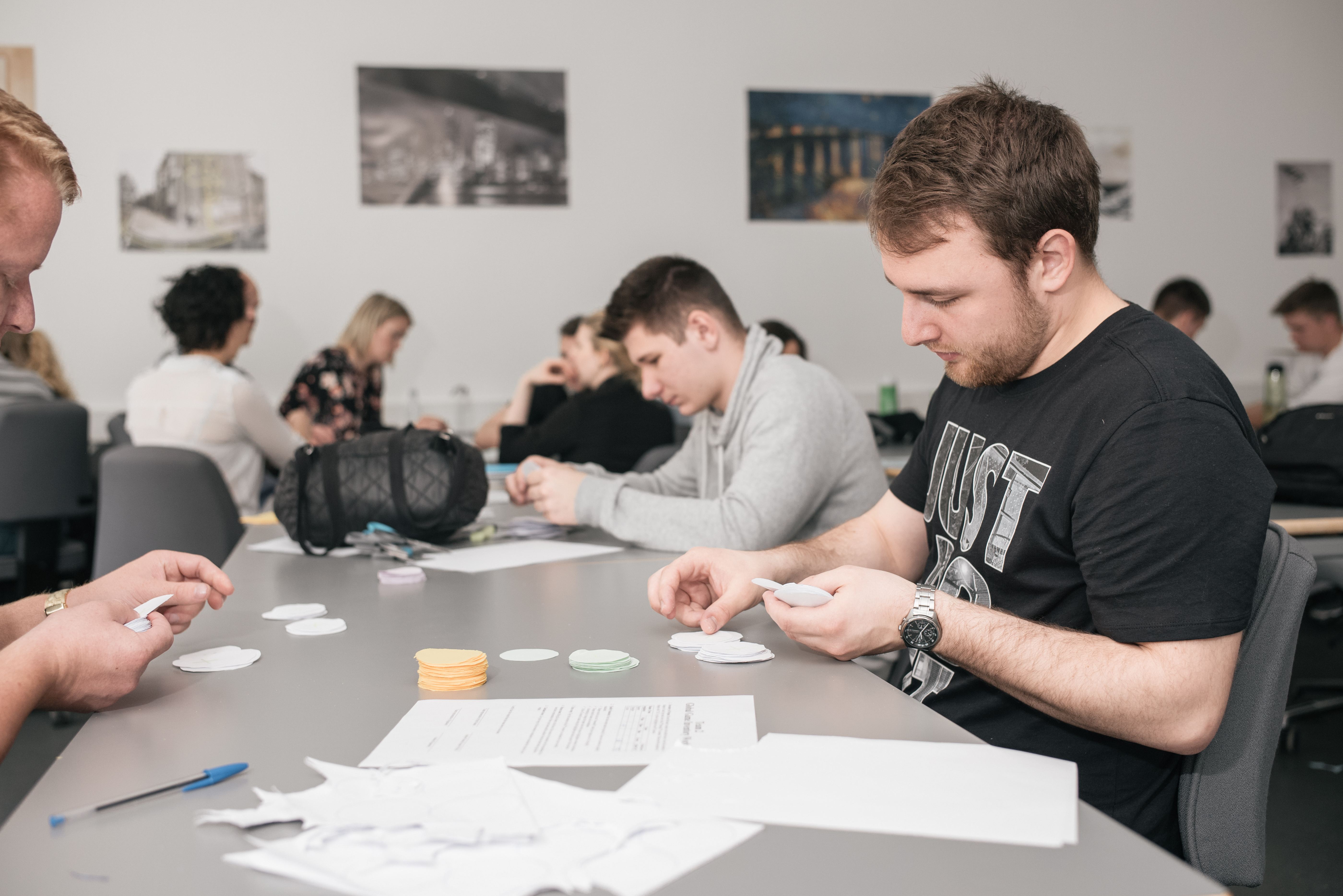 Students working during international week 