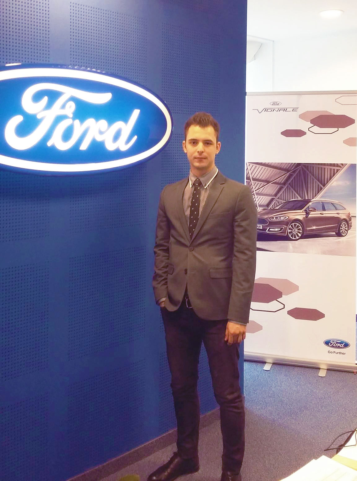 Student at Ford office during internship