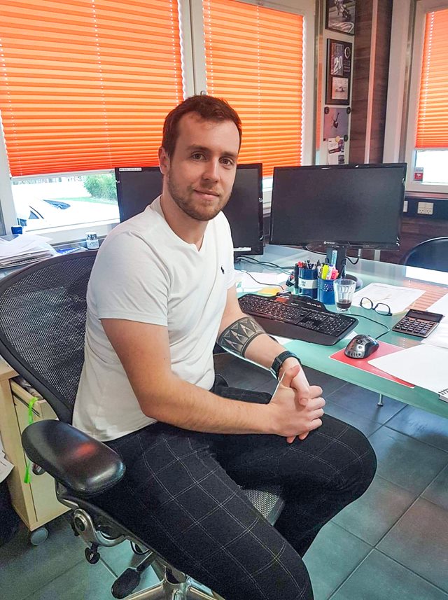 Student sitting in the office